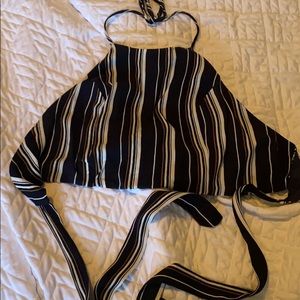 Striped cropped tie top